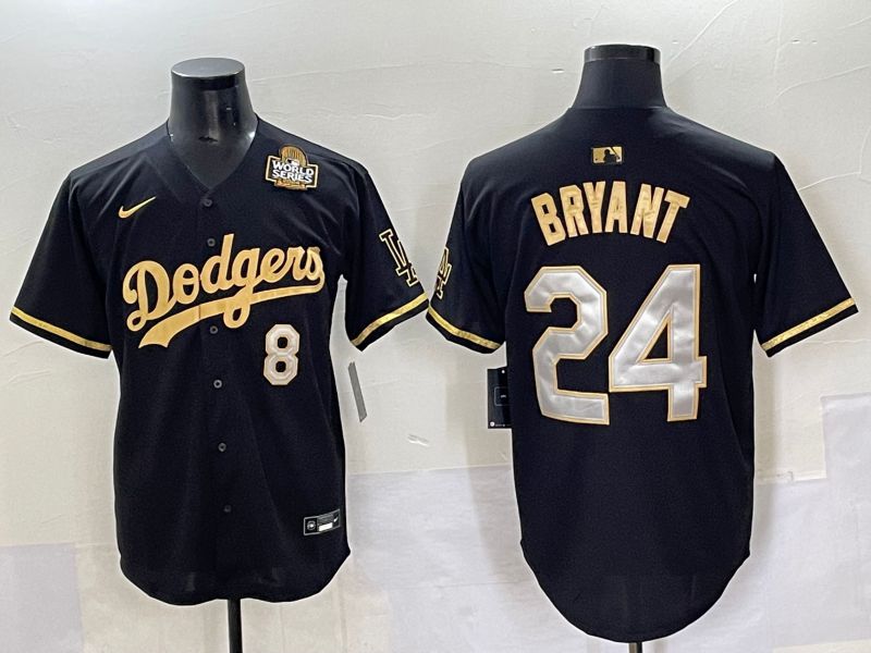 Men 2025 Los Angeles Dodgers 24 Bryant Black gold Nike MLB Jersey style 7076